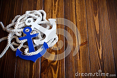 Wooden decorative anchor Stock Photo