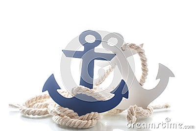 Wooden decorative anchor Stock Photo