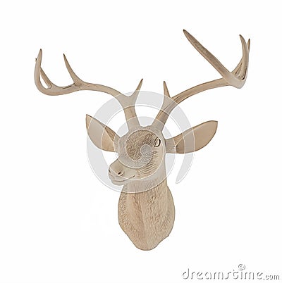 Wooden Deer Head Stock Photo
