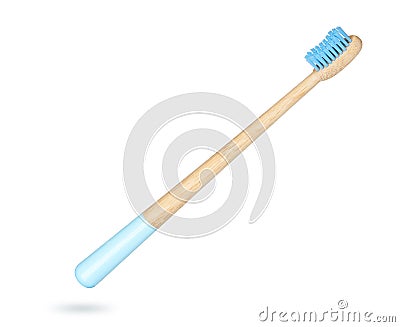 Wooden dental toothbrush Isolated with clipping path Stock Photo