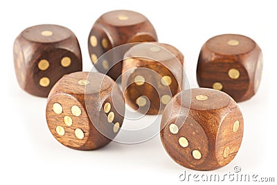 Wooden dice gambling Stock Photo