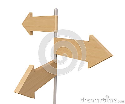 Wooden Direction Sign Stock Photo