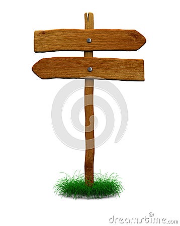 Wooden direction sign Cartoon Illustration