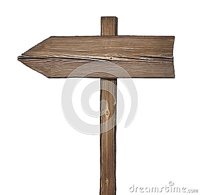 Wooden direction sign isolated on white Stock Photo