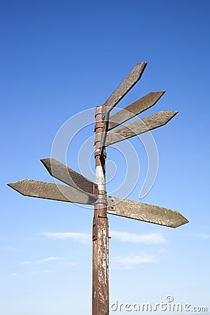 Wooden direction signs Stock Photo