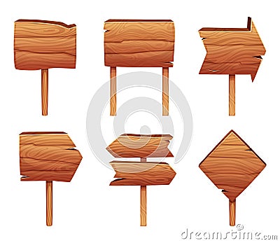 Wooden direction signs isolate on white background Vector Illustration