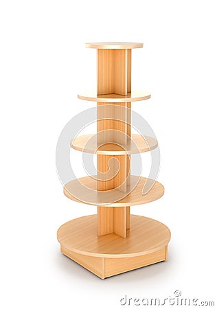 Wooden Display Stand. 3D illustration Cartoon Illustration