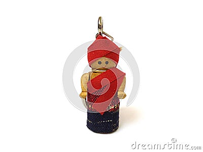 Wooden doll with key chain. Stock Photo