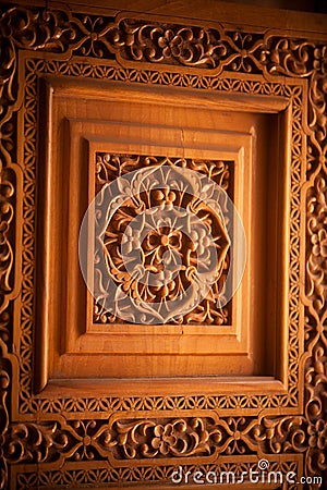 Wooden door Arabic decorations Stock Photo