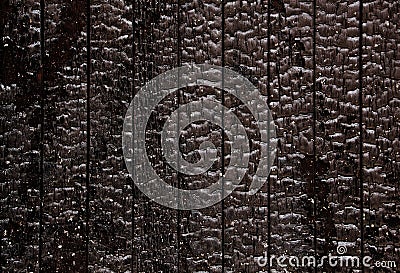 Wooden door completely burnt down, after a fire Stock Photo