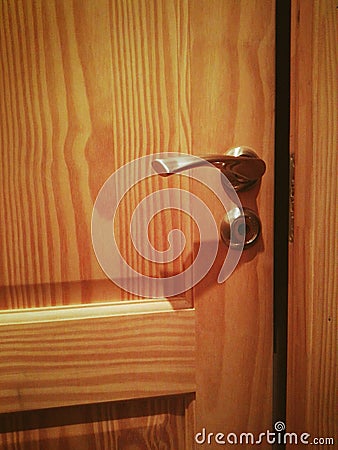 Wooden door. Entrance and exit. Stock Photo