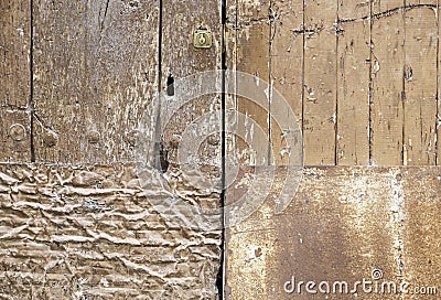 Wooden door with lock Stock Photo