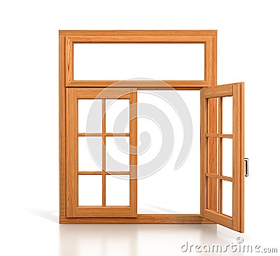 Wooden double window opened Stock Photo