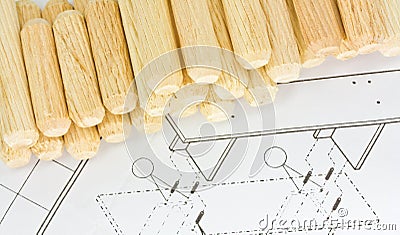 Wooden dowels. Stock Photo