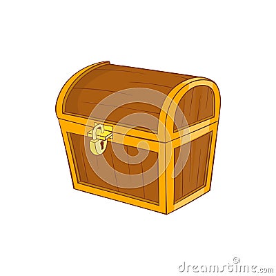 Wooden dower chest icon, cartoon style Vector Illustration