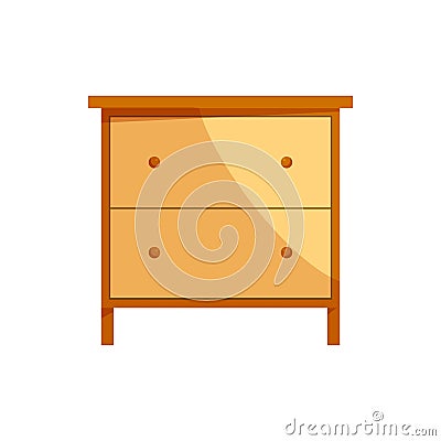 Wooden drawer chest icon, cartoon style Vector Illustration