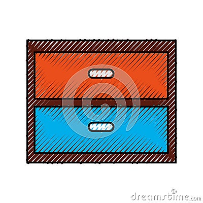 Wooden drawer isolated icon Vector Illustration