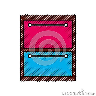 Wooden drawer isolated icon Vector Illustration