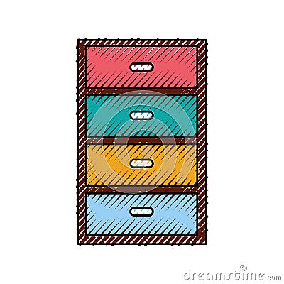Wooden drawer isolated icon Vector Illustration
