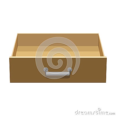 Wooden drawer vector icon.Cartoon vector icon isolated on white background wooden drawer. Vector Illustration