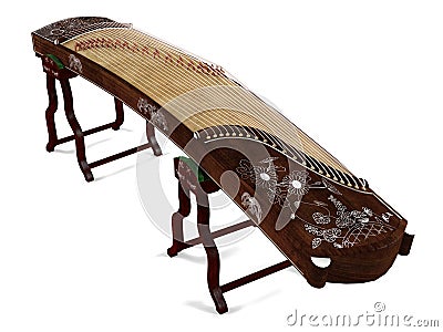 Wooden dulcimer traditional musical instrument. Stock Photo