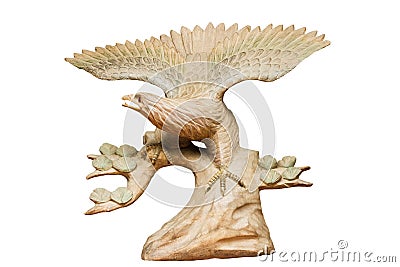 Wooden eagle isolated on white Stock Photo
