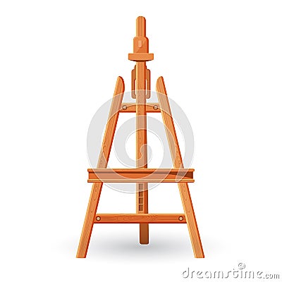 Wooden easel upright support used for displaying or fixing painting Vector Illustration