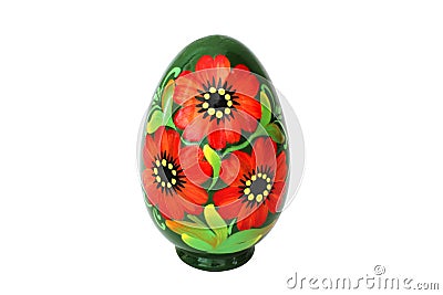 Wooden eggs on a white background. Petrikovskaya painting Stock Photo