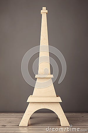 Wooden Eiffel Tower Statue. 3d Rendering Stock Photo