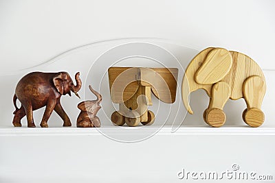 Wooden elephant sculpture Stock Photo