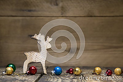 Wooden elk or reindeer on rustic country style background Stock Photo