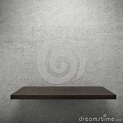 Wooden empty shelf for exhibit. Stock Photo