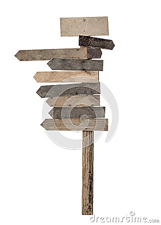 Wooden empty signpost arrows Stock Photo