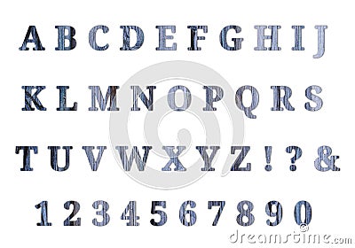 Wooden English alphabet and numbers. Stock Photo