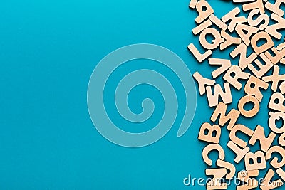 Wooden english letters background Stock Photo