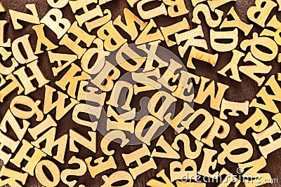 Wooden English letters background. The view from the top. Stock Photo