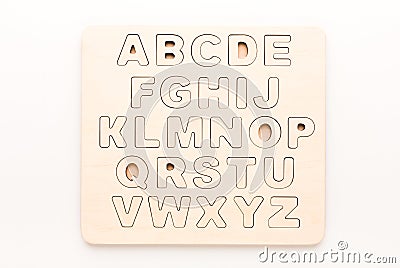 Wooden english letters Stock Photo