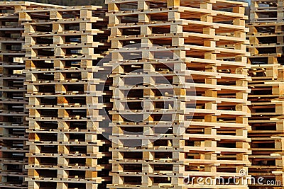 Wooden euro pallets on warehouse backyard Stock Photo