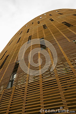 Wooden facade of a modern building Stock Photo