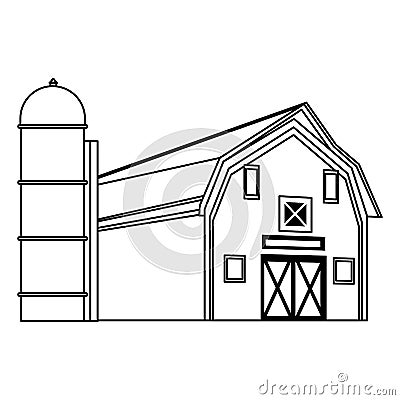 Wooden Farm barn and granary design Vector Illustration