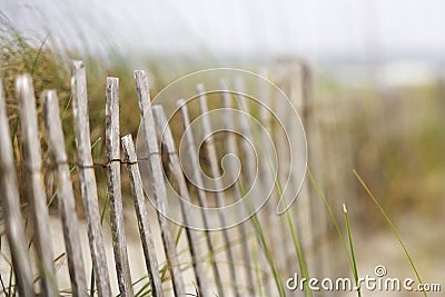 Wooden fence at beach. Stock Photo