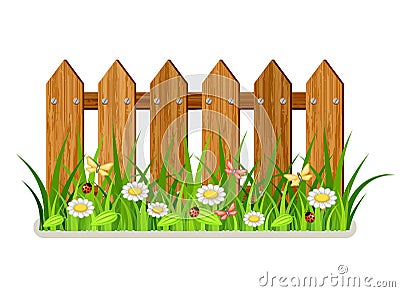 Wooden fence Vector Illustration