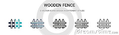 Wooden fence icon in filled, thin line, outline and stroke style. Vector illustration of two colored and black wooden fence vector Vector Illustration