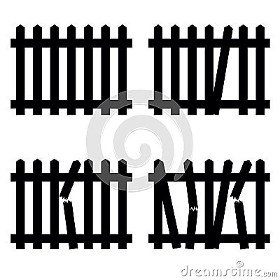 Wooden fence vector in black color Vector Illustration