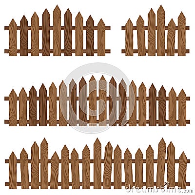 Wooden fence. Wooden fence on background. Brown wooden fence. Vector Illustration