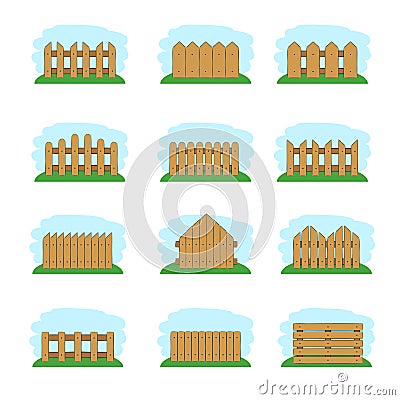 Wooden fences, vector illustration Vector Illustration