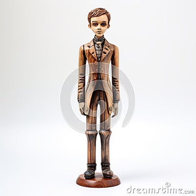 Handmade Wood Male Figurine In Clive Barker Style Stock Photo