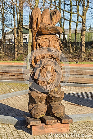 Wooden figure sculptured with a chain saw Stock Photo