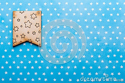 Wooden flag with stars on blue Stock Photo