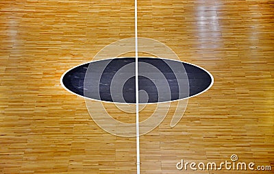 Wooden floor basketball court Stock Photo